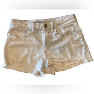 American Eagle Next Level Stretch Cut Off Shorts Tie Dye Size 6 White/ Blue